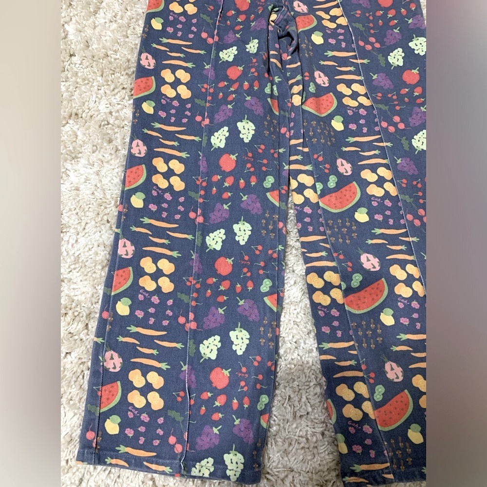 Lisa Says Gah Blue Floral & Fruit Wide Leg Jeans - Picture 7 of 9